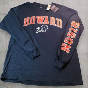 Howard University Bison Long Sleeve T-Shirt Fanatics NWT HBCU Navy Blue L